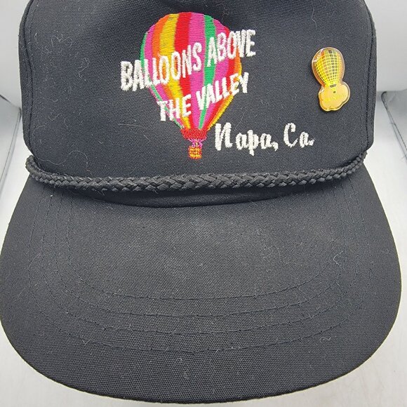 Balloons Above The Valley Napa California Black Hat Cap Balloon Pin Casual - Picture 5 of 10